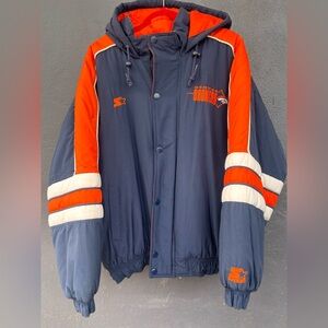 Starter Navy and Orange Broncos Jacket